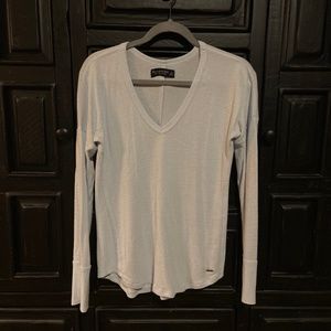 A&F Soft Loose V neck Long Sleeve Top Light Sky Blue